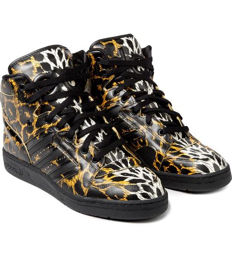 leopard print adidas high tops.